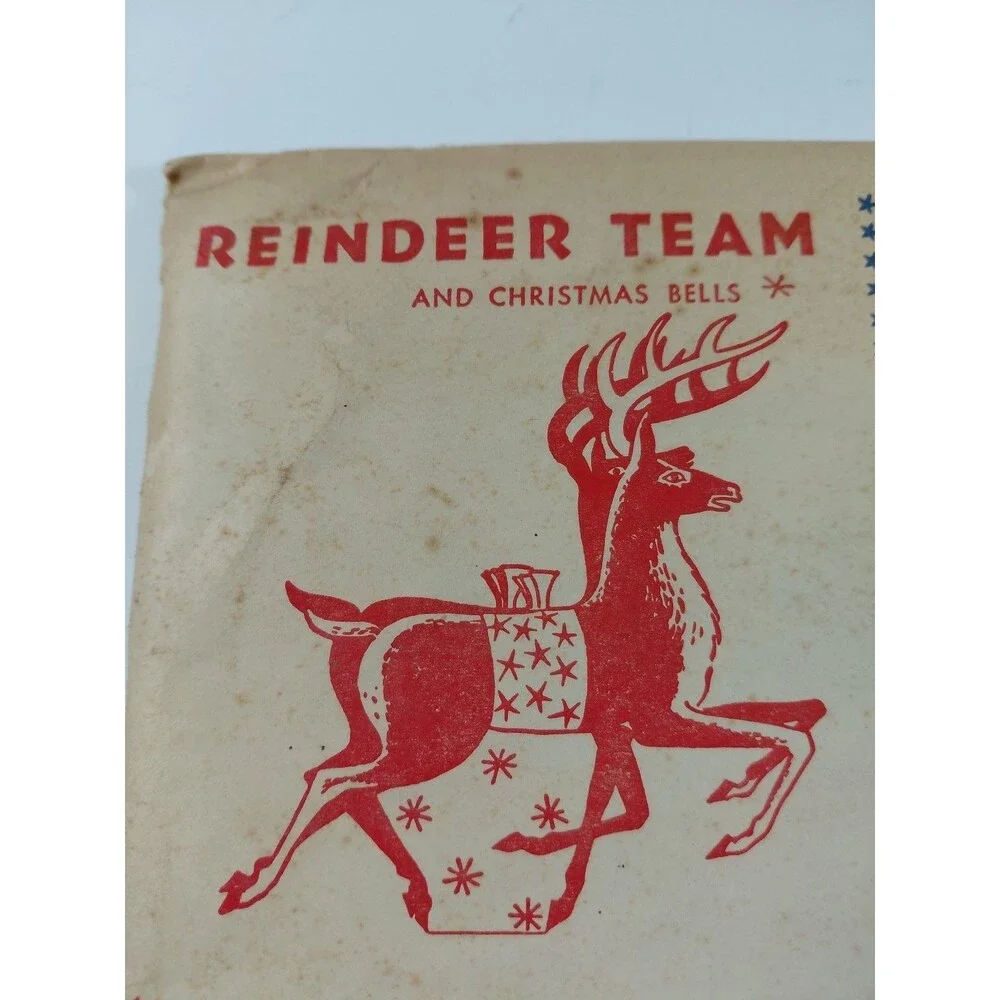 Vintage 1957 Douglas Fir Plywood Association Reindeer Team & Bells Pattern Kit